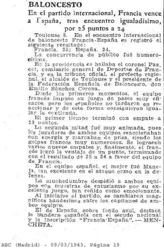 Article ABC Madrid du 9 mars 1943 (ABC Diario)