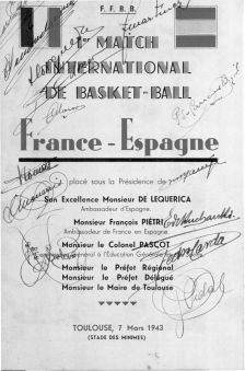 Affiche France-Espagne 1943 (Photo Musée du Basket, FFBB)