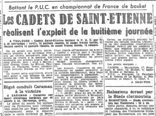 Le CSE Toulouse bat la grande équipe du PUC en première division nationale (1952)
